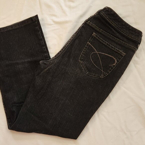 Chico's Denim - Chico's Platinum jeans sz 2 sz 12 black Quartz WR jean flare EUC